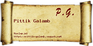 Pittik Galamb névjegykártya